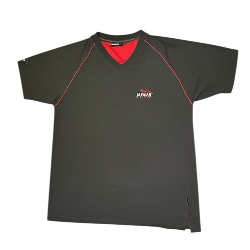 Jaguar Racing Mens Tee Shirt Size Large Black Red V-Neck Raglan Performance Logo - Picture 4 of 15